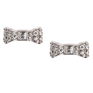 KATE SPADE • Silver Crystal Ready Set Bow Earrings